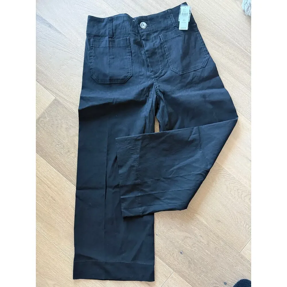 New Anthropologie The Colette Crop Wide Leg Pant Black 29P - Picture 3 of 5